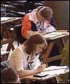 girl taking an exam